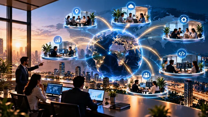 Blended internal and outsourced technical team collaborating on a project
